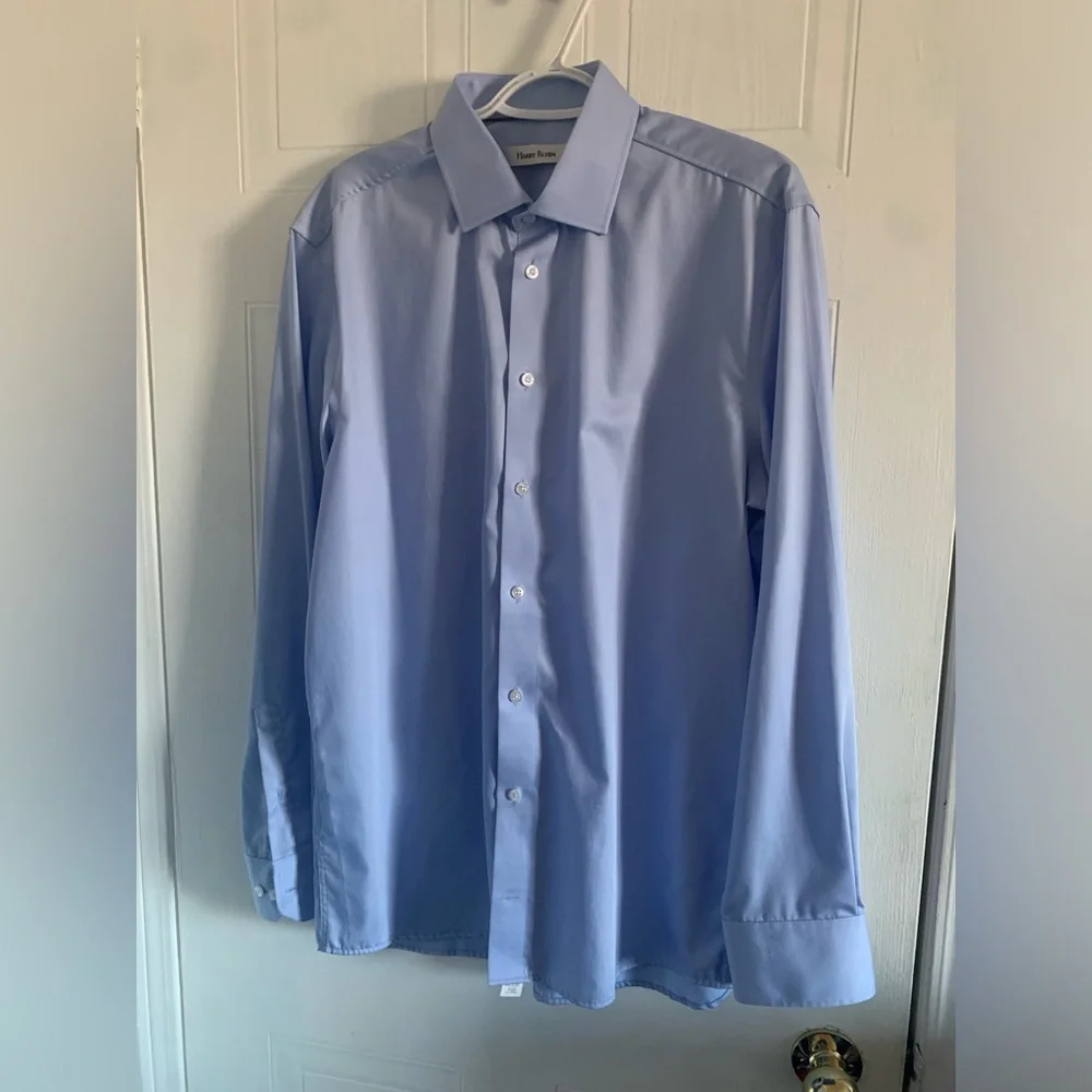 Harry Rosen Classic Long Sleeve Blue Dress Shirt Size 17 - Picture 2 of 6